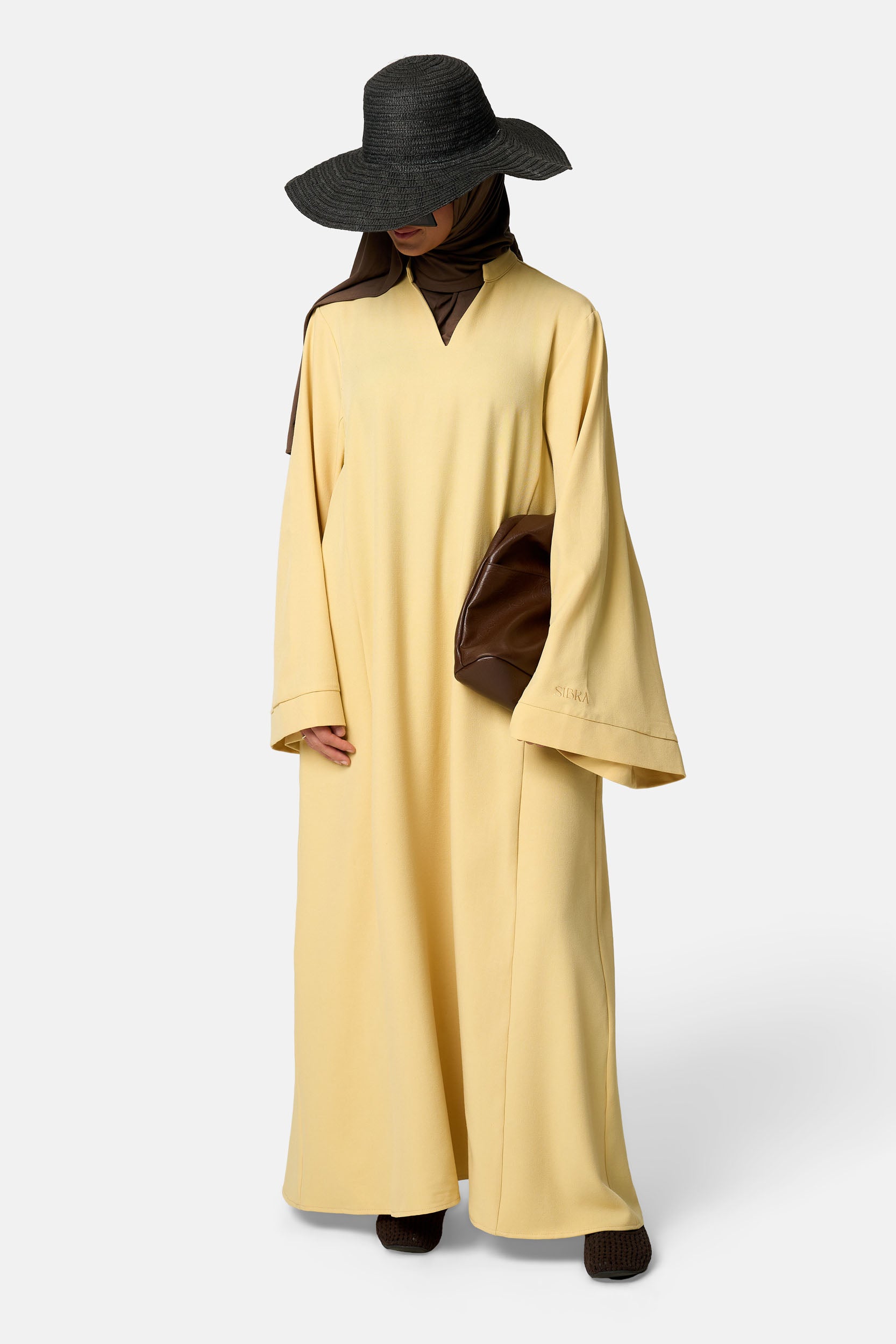 butter yellow long sleeve dress Auréa size-9-5-us-28-5-mx The Aurelie Lace Trim Size:20.0