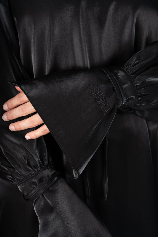 Lueur Dress - Black Twill satin