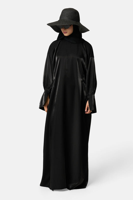 Lueur Dress - Black Twill satin